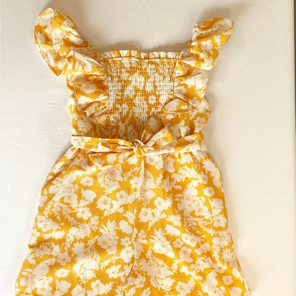 Rare Editions Girls Floral Romper | Yellow & White | Size 8 - Picture 5 of 9